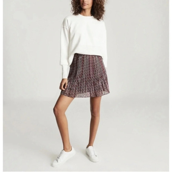 NEW! Reiss Alani Geo Printed pleated Mini Skirt nwt 11962 - Picture 3 of 16